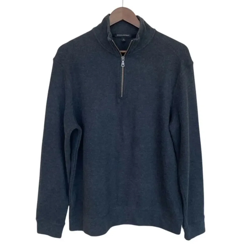 Banana Republic Dark Gray Mock Neck 1/4 zip Pullover - Medium